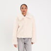 Veste fausse fourrure ecru femme