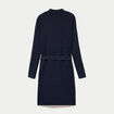 Robe pull ajust&eacute;e manches longues bleu marine femme