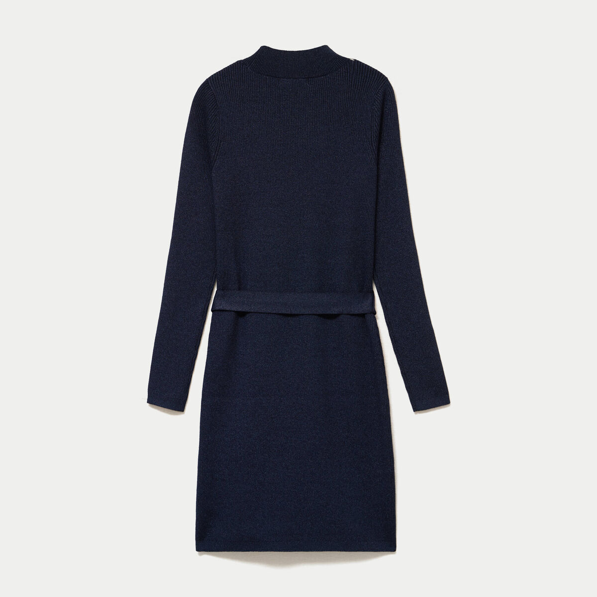 Robe pull ajust&eacute;e manches longues bleu marine femme