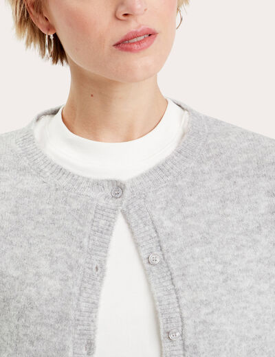 Gilet boutonné manches longues gris foncé femme