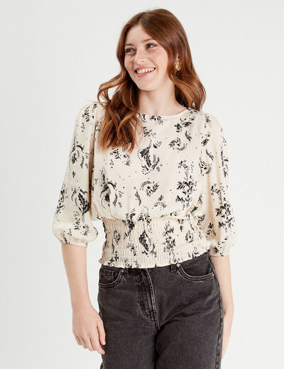 Blouse manches 3/4 blanc femme