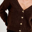 Gilet col v manches longues marron fonc&eacute; femme