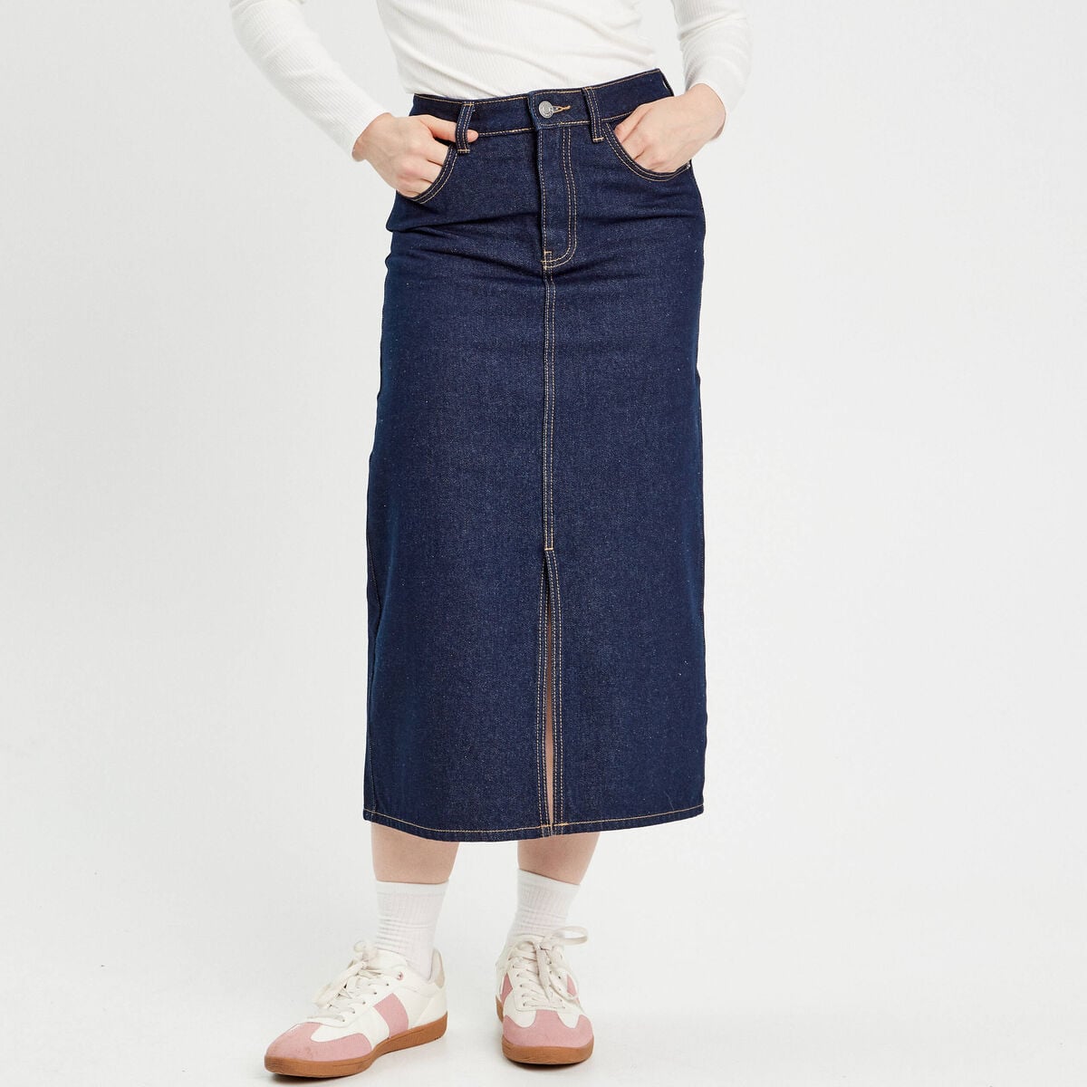 Jupe crayon taille standard denim brut femme