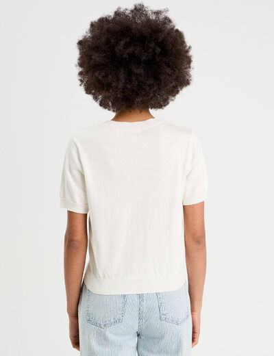 Pull manches courtes ecru femme