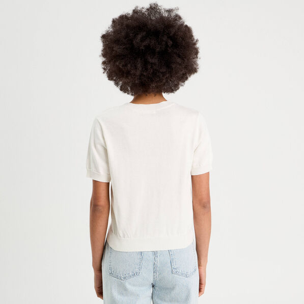 Pull manches courtes ecru femme