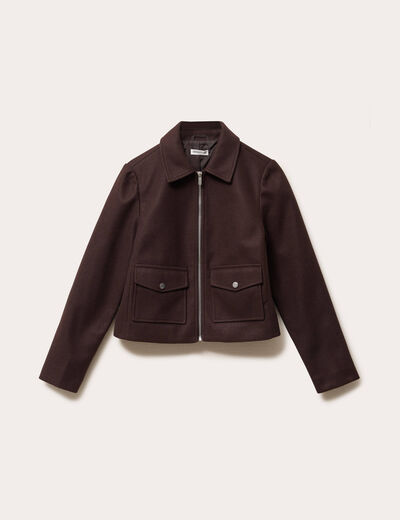Veste zippée marron foncé femme