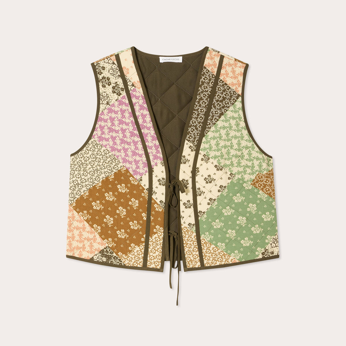 Gilet matelass&eacute; sans manches beige femme