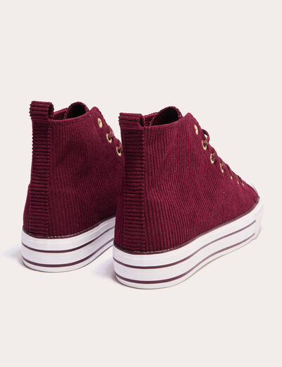 Baskets montantes compensées rouge foncé femme