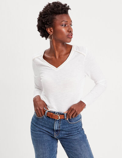 T-shirt manches longues blanc femme