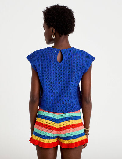 D&eacute;bardeur ajour&eacute; bleu electrique femme