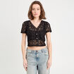 Gilet macramé boutonné noir femme