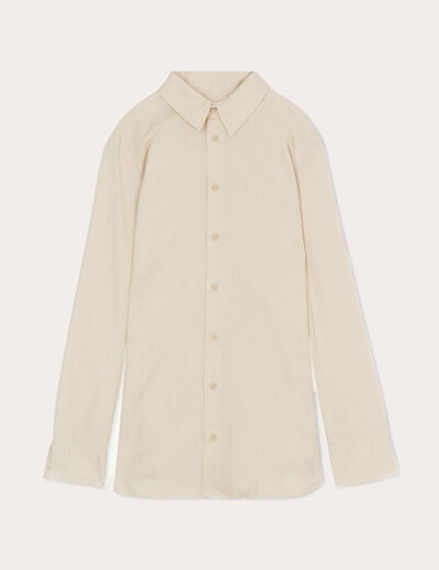 Chemise mélange lin beige femme