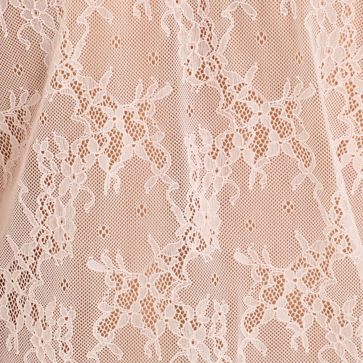 Top dentelle et volants rose clair femme
