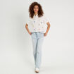 Chemise brodée manches courtes ecru femme