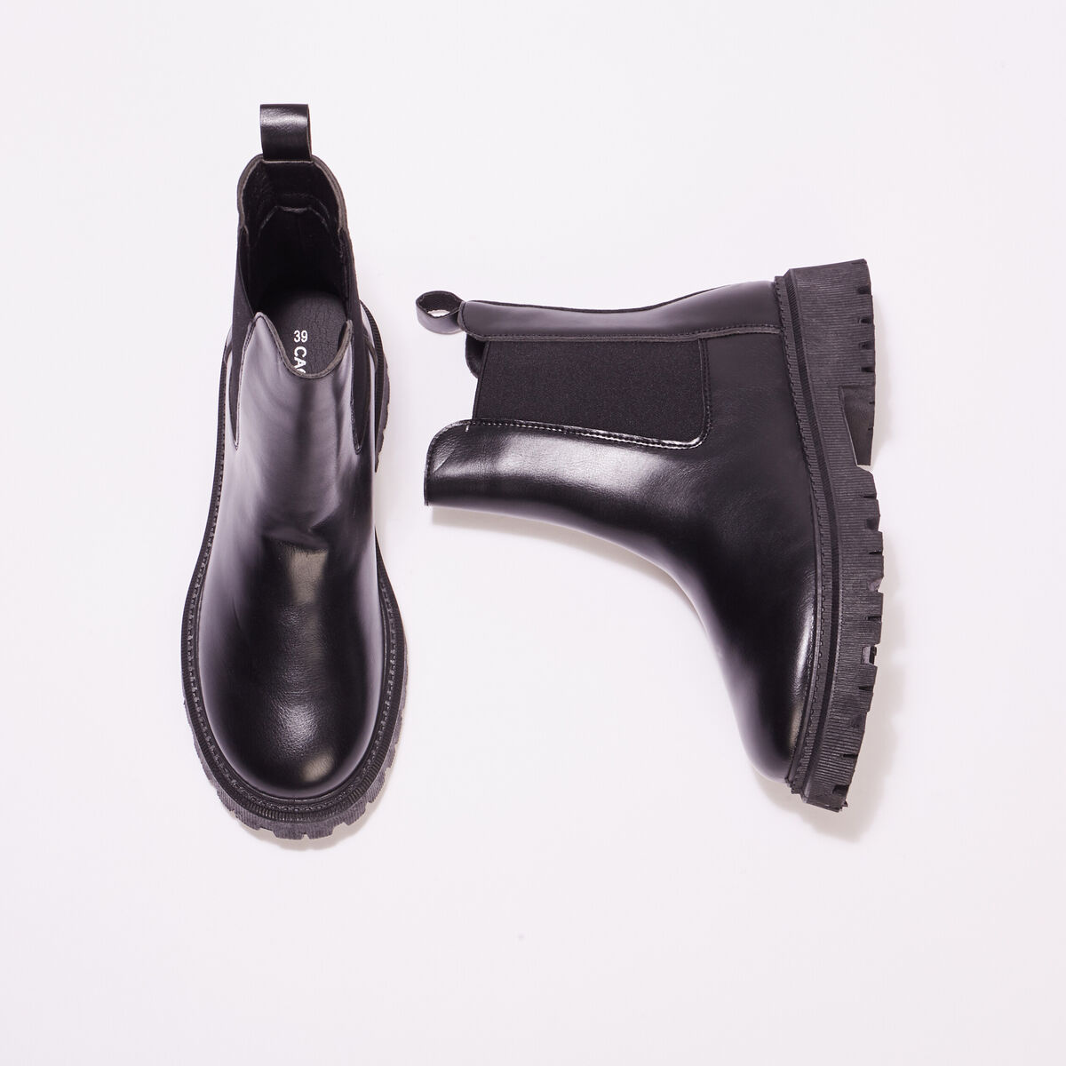 Bottines chelsea avec chaînes noir femme