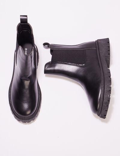 Bottines chelsea avec chaînes noir femme
