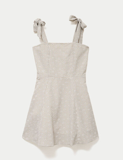 Robe patineuse courte &agrave; fines bretelles gris femme