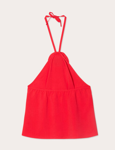 Caraco détail fleur rouge fluo femme