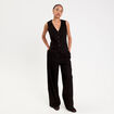 Gilet col V noir femme