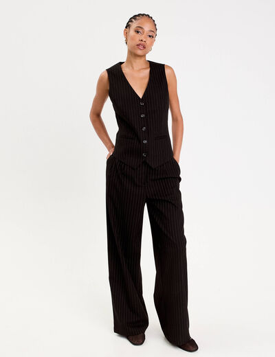 Gilet col V noir femme