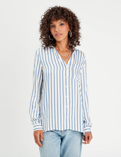Chemise manches longues bleu marine femme