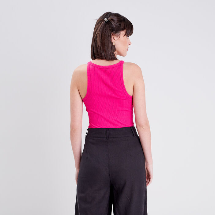 Débardeur bretelles larges rose fushia femme