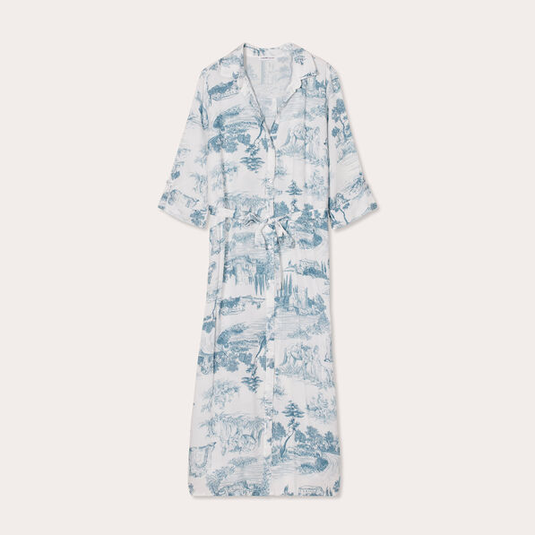 Robe chemise longue droite ecru femme