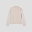 Pull col montant avec torsades sable femme