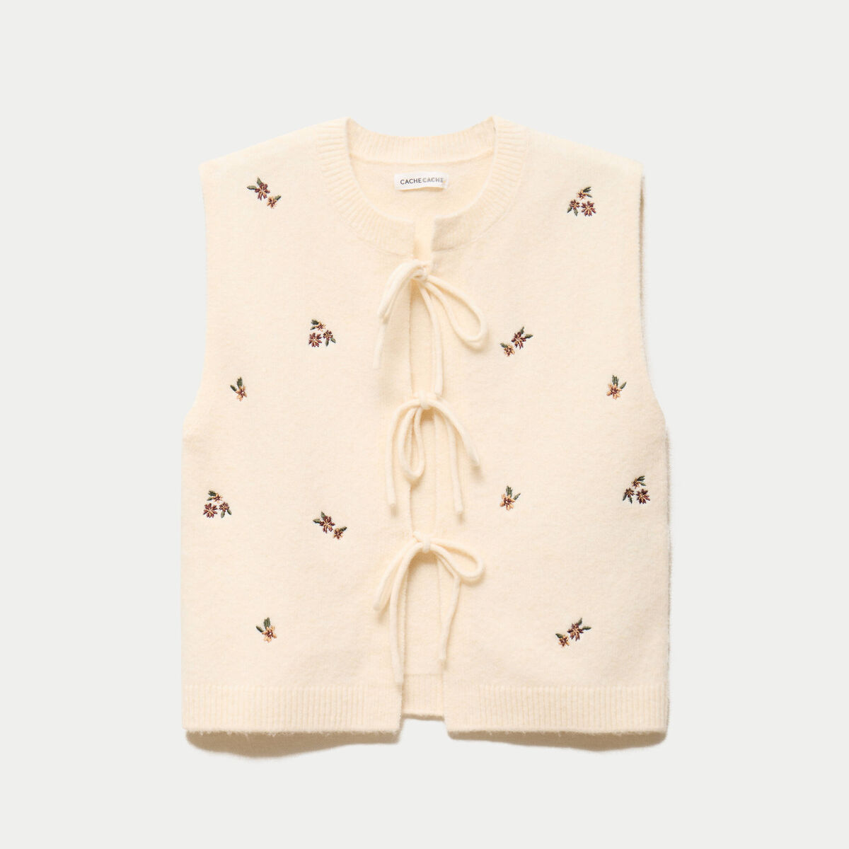 Gilet sans manches broderie sable femme