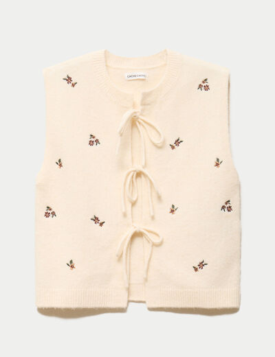 Gilet sans manches broderie sable femme