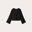 Blouse nouée mélange lin noir femme