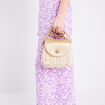 Sac arrondi en paille couleur or femme