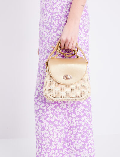 Sac arrondi en paille couleur or femme