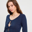 Gilet avec broderie bleu marine femme