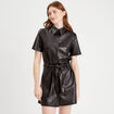 Robe moulante simili cuir noir femme