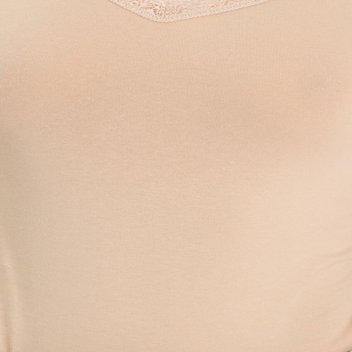 Débardeur liserés dentelle sable femme