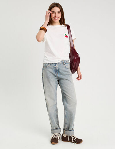 T-shirt manches courtes ecru femme