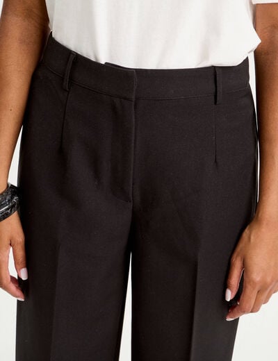 Pantalon large taille haute noir femme
