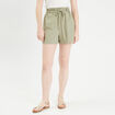 Short regular contenant du lin vert kaki femme
