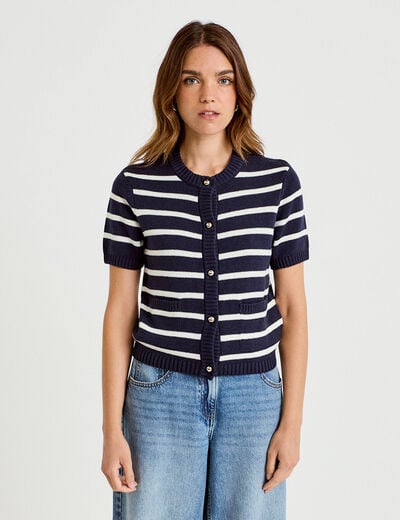 Gilet manches courtes bleu femme