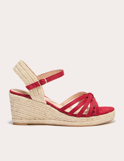 Sandales compensées vieux rose femme