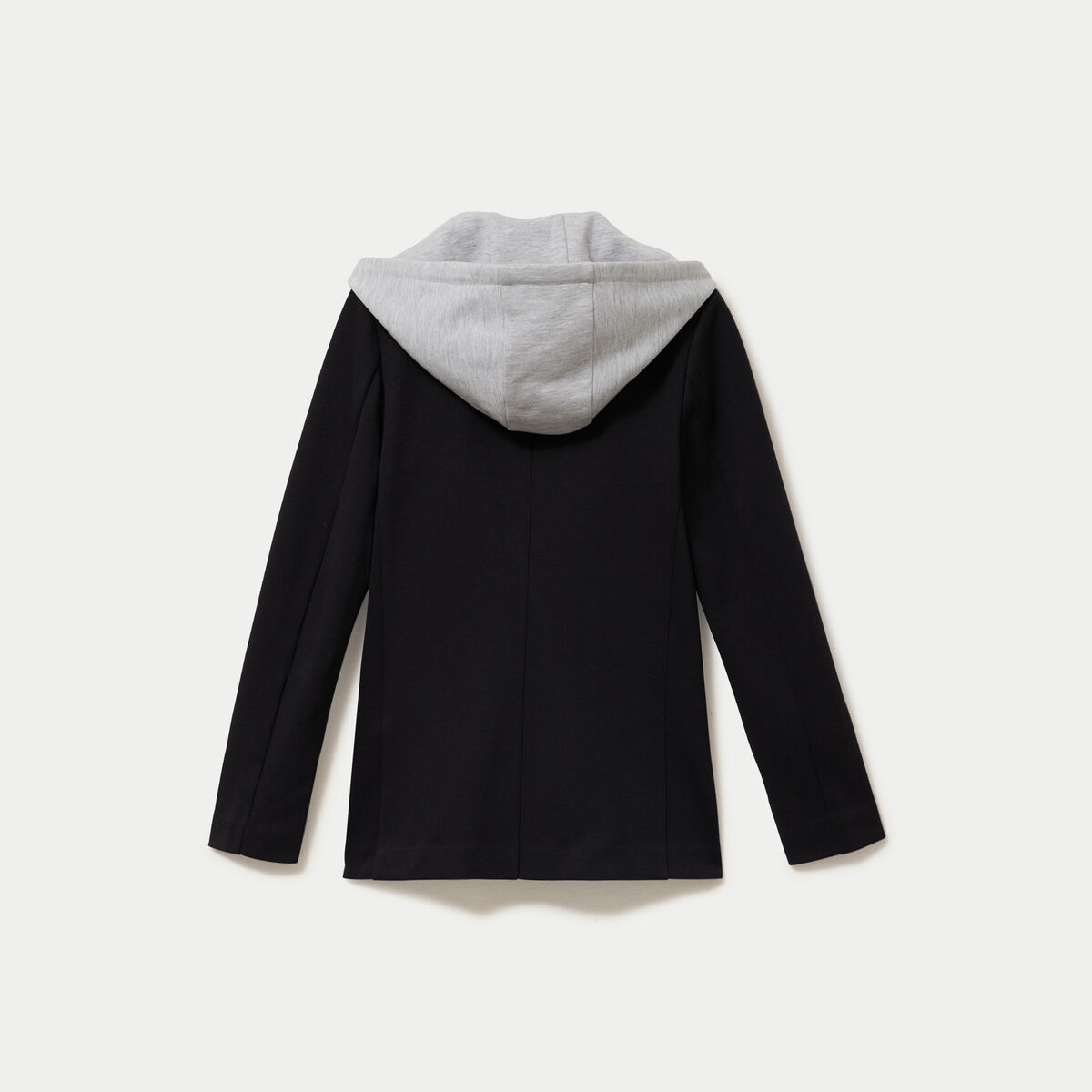 Veste cintr&eacute;e col tailleur &agrave; capuche noir femme