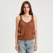 Débardeur effet crochet marron femme