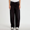 Jean barrel taille haute denim noir femme