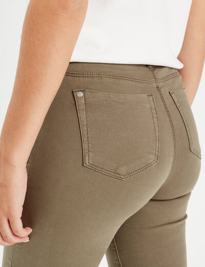 Jeans slim 5 poches vert kaki femme