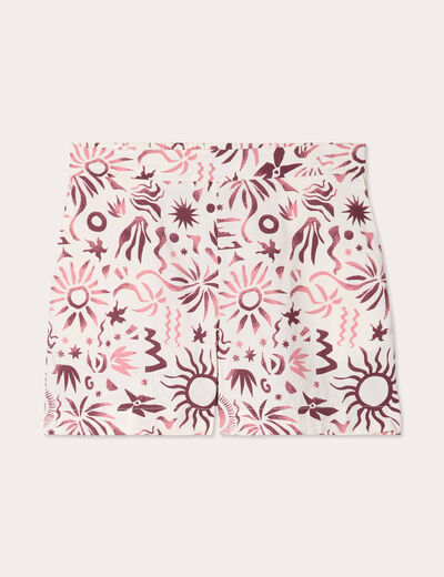 Short droit taille haute rose femme