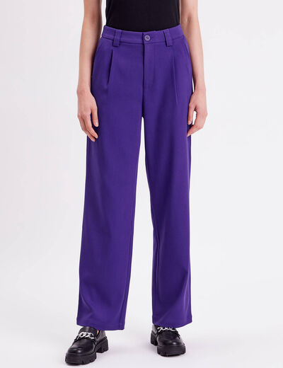 Pantalon droit large violet femme