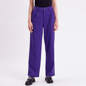 pantalon droit large violet femme Pantalon droit large violet femme