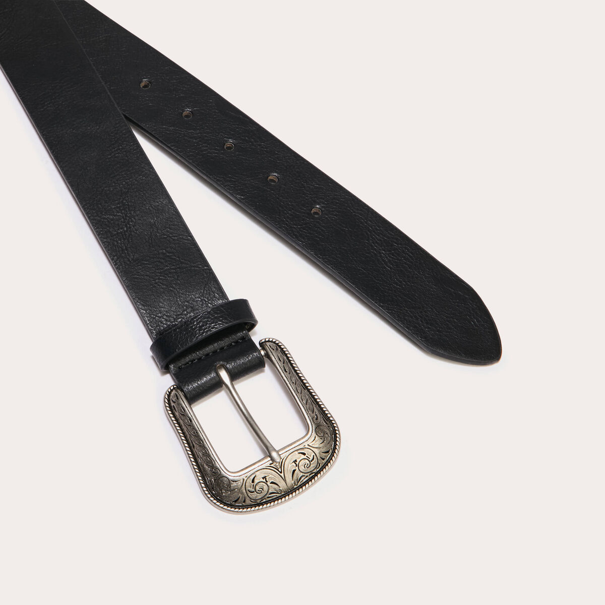 Ceinture large boucle western noir femme