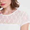 Body ajusté manches courtes dentelle ecru femme